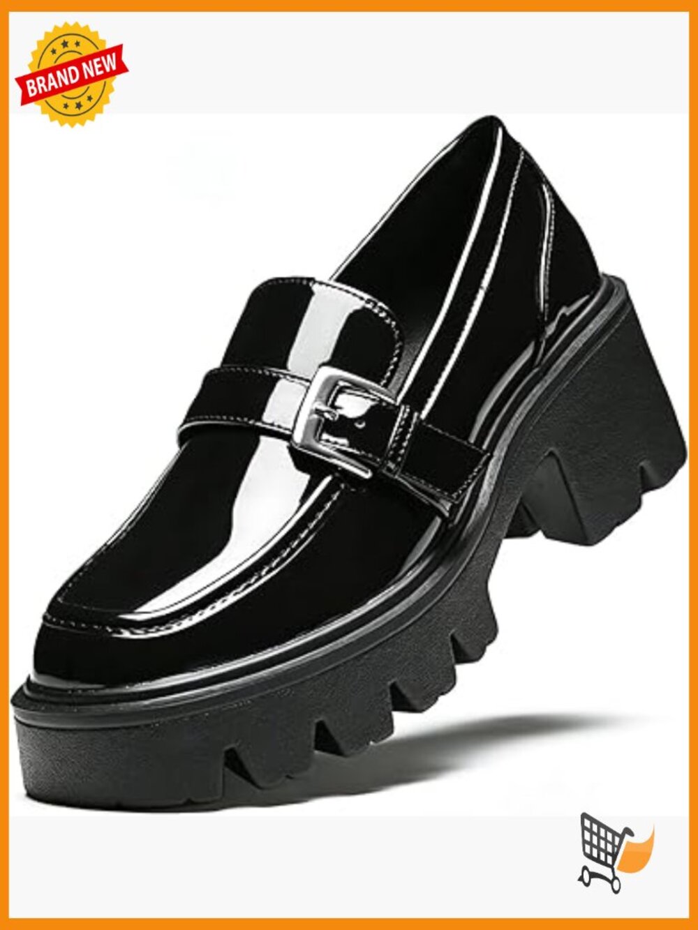 Chunky Platform Loafers - Comfortable Patent Leather Office Shoes